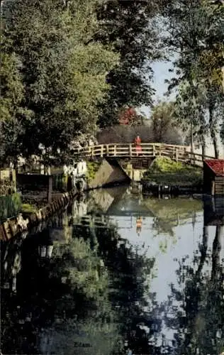 Ak Edam Volendam Nordholland Niederlande, Fluss, Brücke