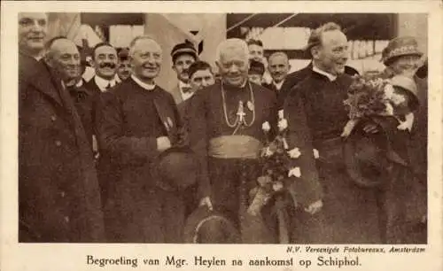 Ak Schiphol Amsterdam, Mgr. Heylen, Begrüßung