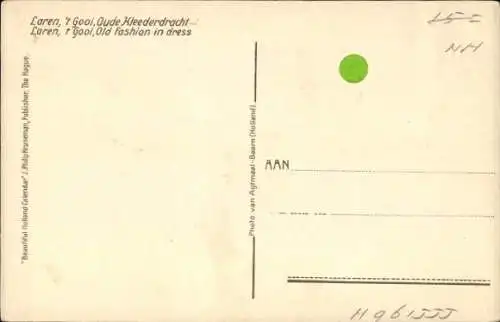 Ak Laren Niederlande, Niederländische Volkstrachten, Kleederdracht