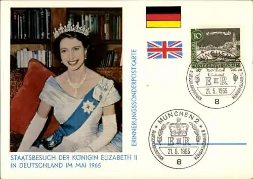 Ak Königin Elisabeth II, Queen Elizabeth II, Staatsbesuch in Deutschland Mai 1965