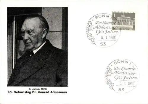 Ak Bundeskanzler der Bundesrepublik Deutschland Dr. Konrad Adenauer, 90. Geburtstag