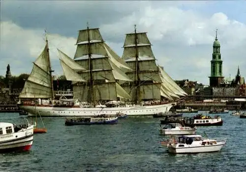 Ak Hamburg, Hafen, Segelschulschiff Gorch Fock