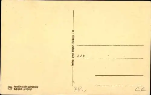 Steindruck Ak O Schwarzwald, o Heimat, Gedicht von Ludwig Auerbach aus Pforzheim