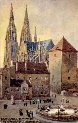 Künstler Ak Regensburg an der Donau Oberpfalz, Moltkeplatz, Tuck Nr. 711