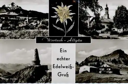 Ak Wertach im Allgäu, Grünten-Denkmal, Grünten-Alm, Edelweiß