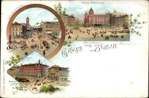 Litho Berlin Mitte, Alexanderplatz, Polizeipräsidium, Königsstraße, Grand Hotel