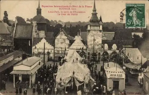 Ak Roubaix Nord, Internationale Ausstellung 1911, Luna Park, Le Pont du Diable