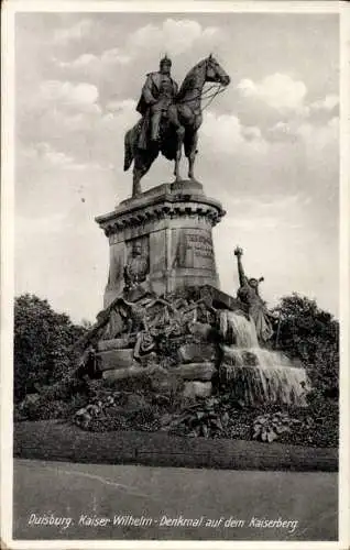 Ak Duisburg im Ruhrgebiet, Kaiser Wilhelm-Denkmal, Kaiserberg