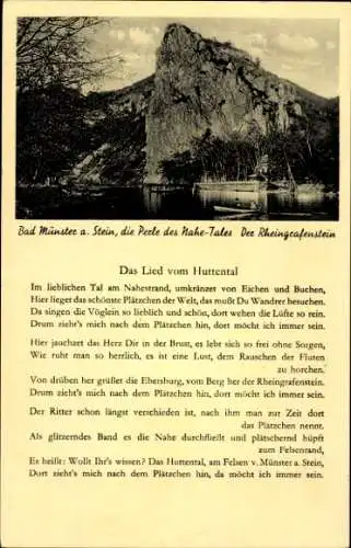 Ak Bad Münster am Stein Bad Kreuznach an der Nahe, Rheingrafenstein, Das Lied vom Huttental