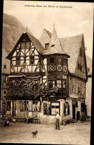 Ak Bacharach am Rhein, Ältestes Haus am Rhein, Fachwerkhaus