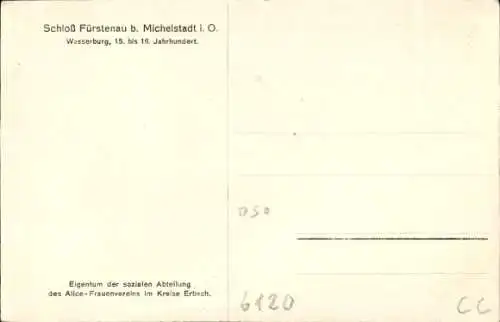 Ak Steinbach Michelstadt im Odenwald, Schloss Fürstenau, Winter, Wasserburg