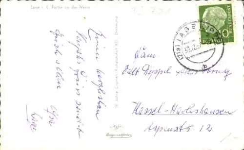 Ak Lage in Lippe, Werra, Teilansicht, Turmspitze