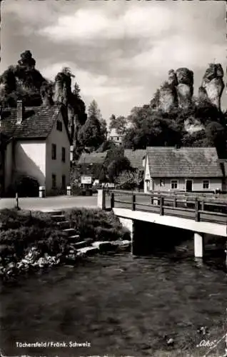 Ak Tüchersfeld Pottenstein Oberfranken, Teilansicht, Brücke