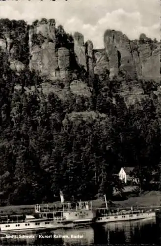 Ak Rathen an der Elbe Sächsische Schweiz, Bastei, Schiff