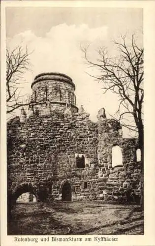 Ak Steinthaleben Kyffhäuserland in Thüringen, Rothenburg, Hotel Ruine Rothenburg, Bismarckturm