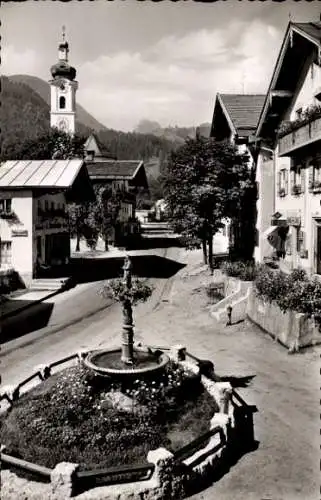 Ak Oberaudorf am Inn Oberbayern, Marienbrunnen, Kirchturm