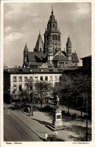 Ak Mainz am Rhein, Höfchen, Gutenberg-Denkmal, Dom