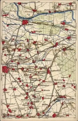 Landkarten Ak Köthen in Anhalt, Kapelle, Radegast, Alten, Zehringen, Körnitz