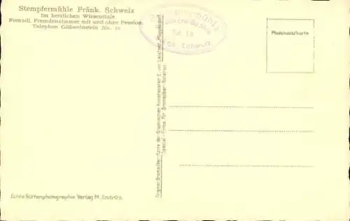 Ak Stempfermühle Gößweinstein in Oberfranken, Gasthaus