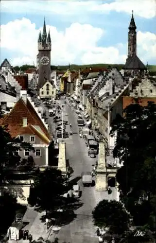Ak Straubing an der Donau Niederbayern, Straßenpartie, Türme