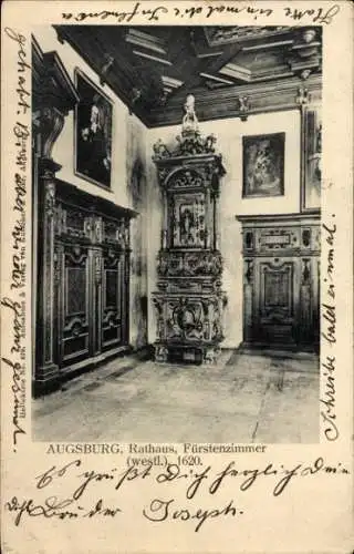 Ak Augsburg in Schwaben, Rathaus, Fürstenzimmer