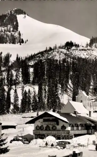 Ak Spitzingsee Schliersee in Oberbayern, Postgasthof, Seecafe St. Bernhard, Wildes Fräulein, Winter