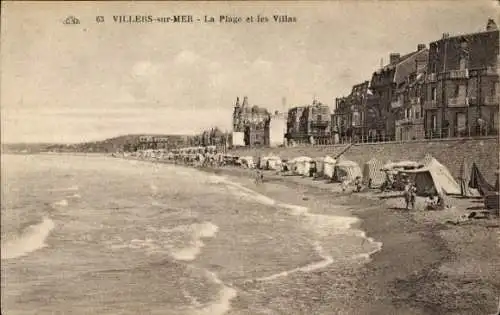 Ak Villers sur Mer Calvados, Strand, Villen