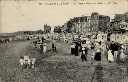 Ak Villers sur Mer Calvados, Plage a l'heure des Bains