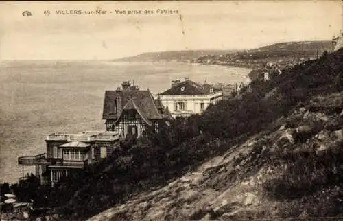 Ak Villers sur Mer Calvados, vue prise des Falaises