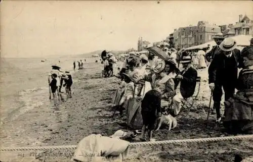 Ak Villers sur Mer Calvados, Strandszene