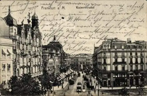 Ak Frankfurt am Main, Kaiserstraße, Straßenbahn