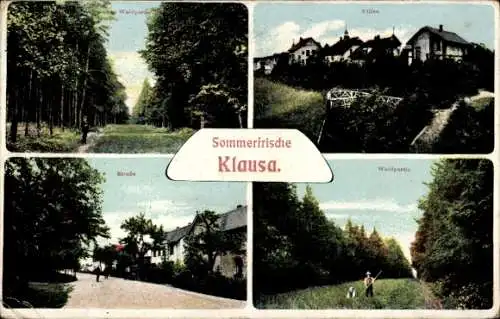 Ak Klausa Nobitz im Altenburger Land, Waldpartie, Villen, Straße