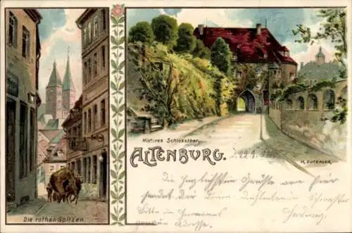 Litho Altenburg in Thüringen, Die roten Spitzen, hinteres Schlosstor