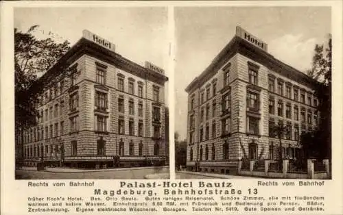 Ak Magdeburg an der Elbe, Palast-Hotel Bautz, Bahnhofstraße 13, früher Koch's Hotel