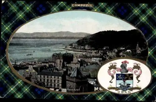 Wappen Passepartout Ak Oban Schottland, Panorama von Osten