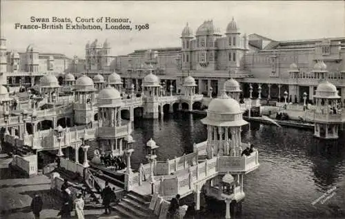 London City England, Französisch-Britische Ausstellung 1908, Ehrenhof, Schwanenboote