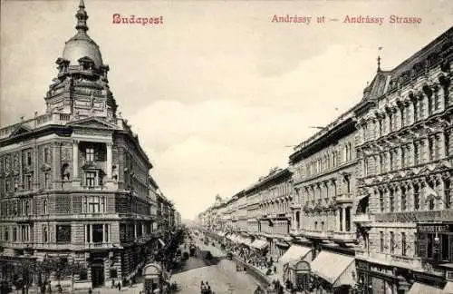 Ak Budapest Ungarn, Partie an der Andreassystraße und Theresienring