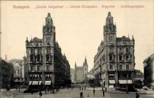 Ak Budapest Ungarn, Schlangenplatz, Clotild Zinspalais