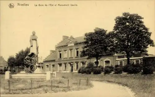 Ak Nivele Nivelles Wallonisch-Brabant, Bahnhof und Seufin-Denkmal