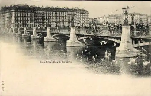 Ak Genf Genf Schweiz, Brücke, Les Mouettes