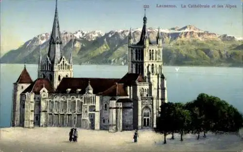 Ak Lausanne Kanton Waadt, Kathedrale, Alpen