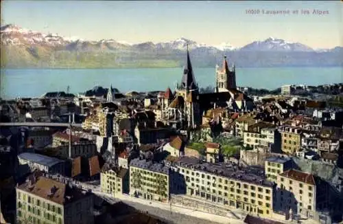 Ak Lausanne Kanton Waadt, Panorama, Alpen