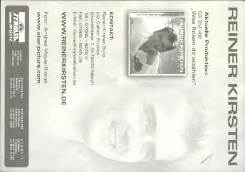 Ak Schauspieler und Sänger Reiner Kirsten, Portrait, Autogramm