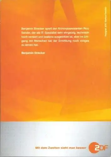 Ak Schauspieler Benjamin Strecker, Portrait, Autogramm, ZDF, SOKO Stuttgart, als Rico Sander