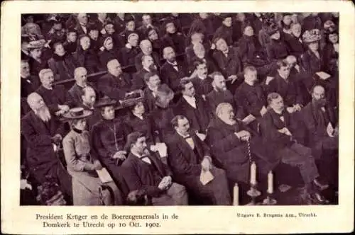 Ak Utrecht Niederlande, Burenversammlung in der Domkirche 1902, Präsident Ohm Krüger