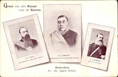 Ak Rotterdam Südholland Niederlande, Steyn, Paul Kruger, P. J. Joubert, Bazar für die Buren 1910