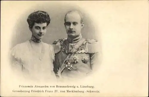 Ak Großherzog Friedrich Franz IV von Mecklenburg Schwerin, Alexandra von Braunschweig und Lüneburg