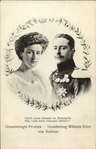 Ak Groherzog Wilhelm Ernst von Sachsen Weimar Eisenach, Großherzogin Feodora