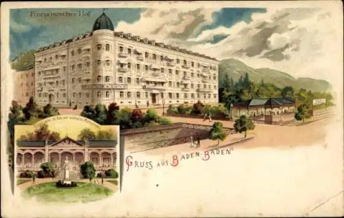 Litho Baden Baden im Stadtkreis Baden Württemberg, Hotel Französischer Hof