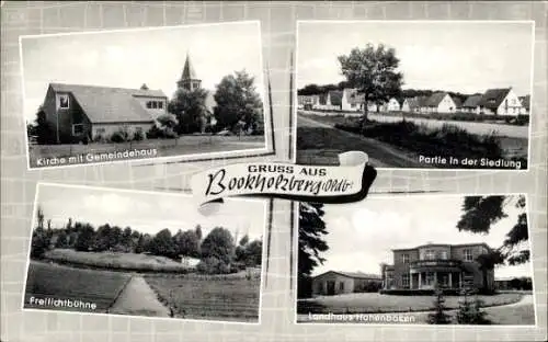 Ak Bookholzberg Ganderkesee, Kirche, Gemeindehaus, Siedlung, Freilichbühne, Landhaus Hohenböken